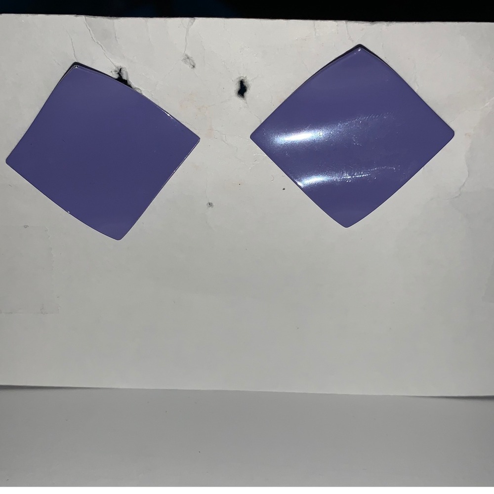 Vintage Purple Enamel Square Stud Earrings‎ Geometric Retro Statement Periwinkle